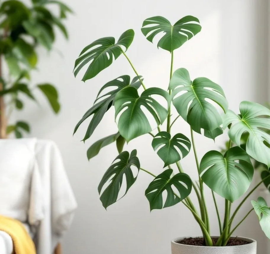 AI-generated photo of a Swiss cheese plant (Monstera deliciosa)
